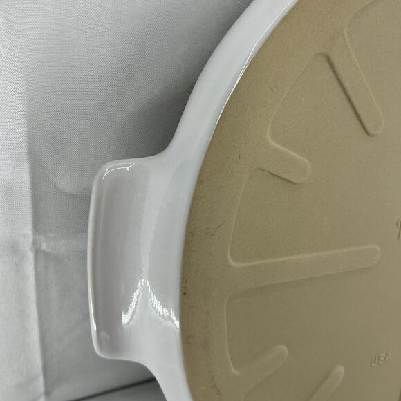 Pampered Chef 15" White Large Round Pizza Stone w/ Handles 1379 - Picture 13 of 15